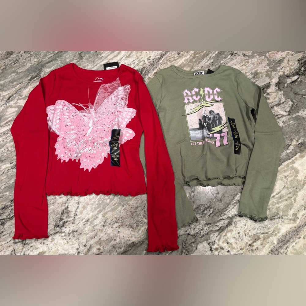Two new girls long sleeve shirts